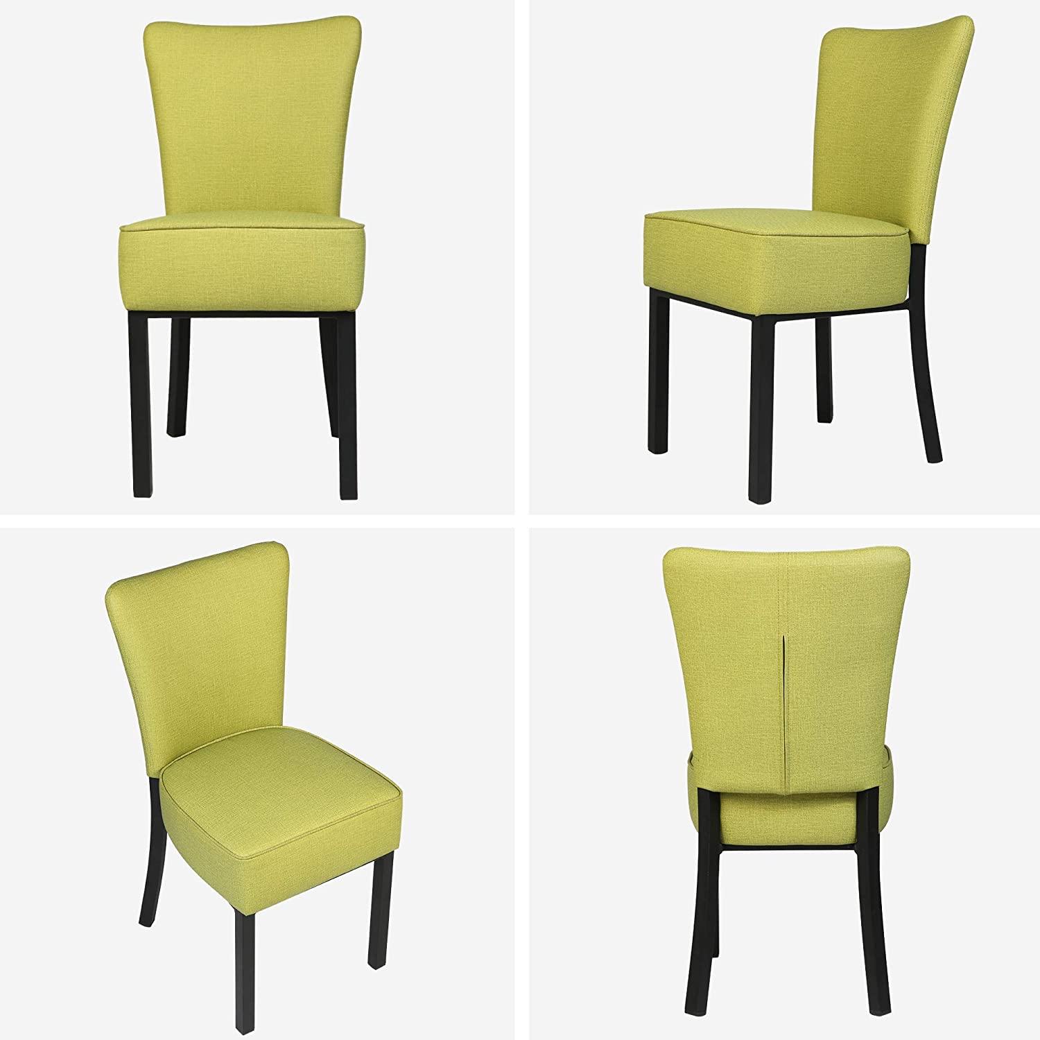 Set of 2 Upholstered Dining Chairs PU Leather Dining Room Side Chairs, Green - Bosonshop