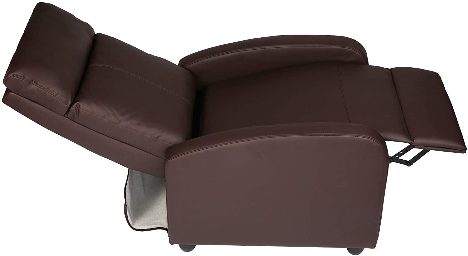 Recliner Chair PU Leather Single Sofa Adjustable Home Theater Seating Recliner Sofa for Living Room & Bedroom, Brown - Bosonshop