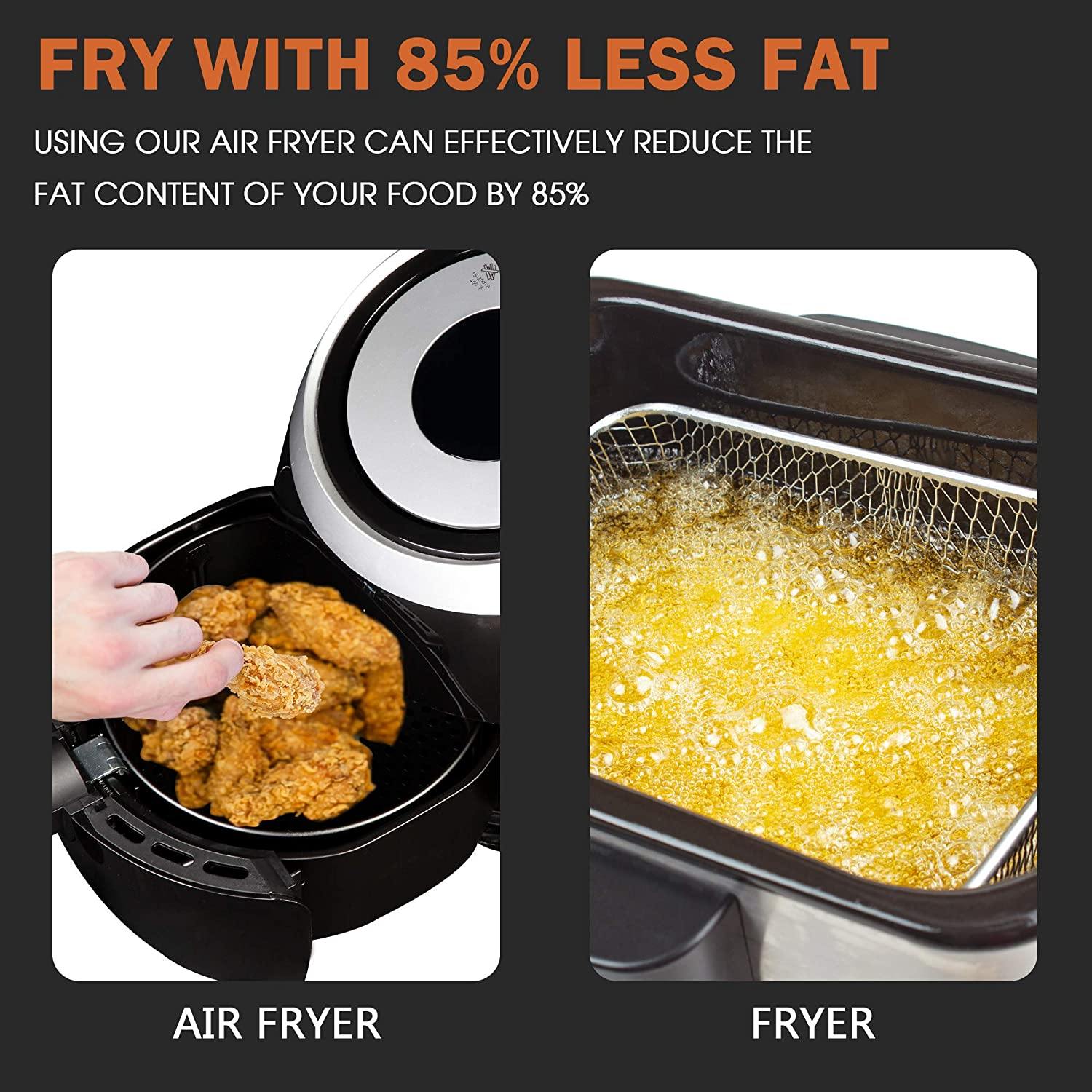 5.8Qt Digital Family Size Electric Hot Air Fryer Oven Oil-less Cooker, With LCD Smart Touch Panel, 7 Presets, Temperature Control - Bosonshop