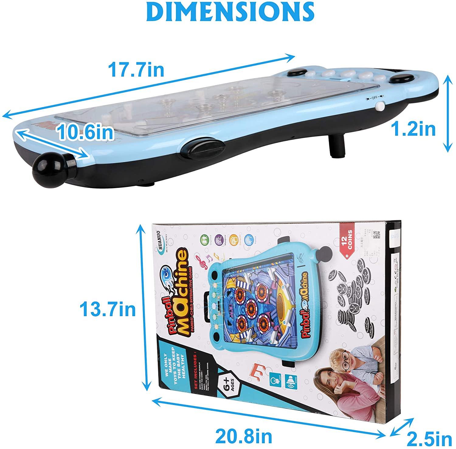 Pinball Machine for Kids Portable Tabletop Game with Scorer and Lights and Sounds Parent-Child Interactive Game Pinball Toys, Blue - Bosonshop