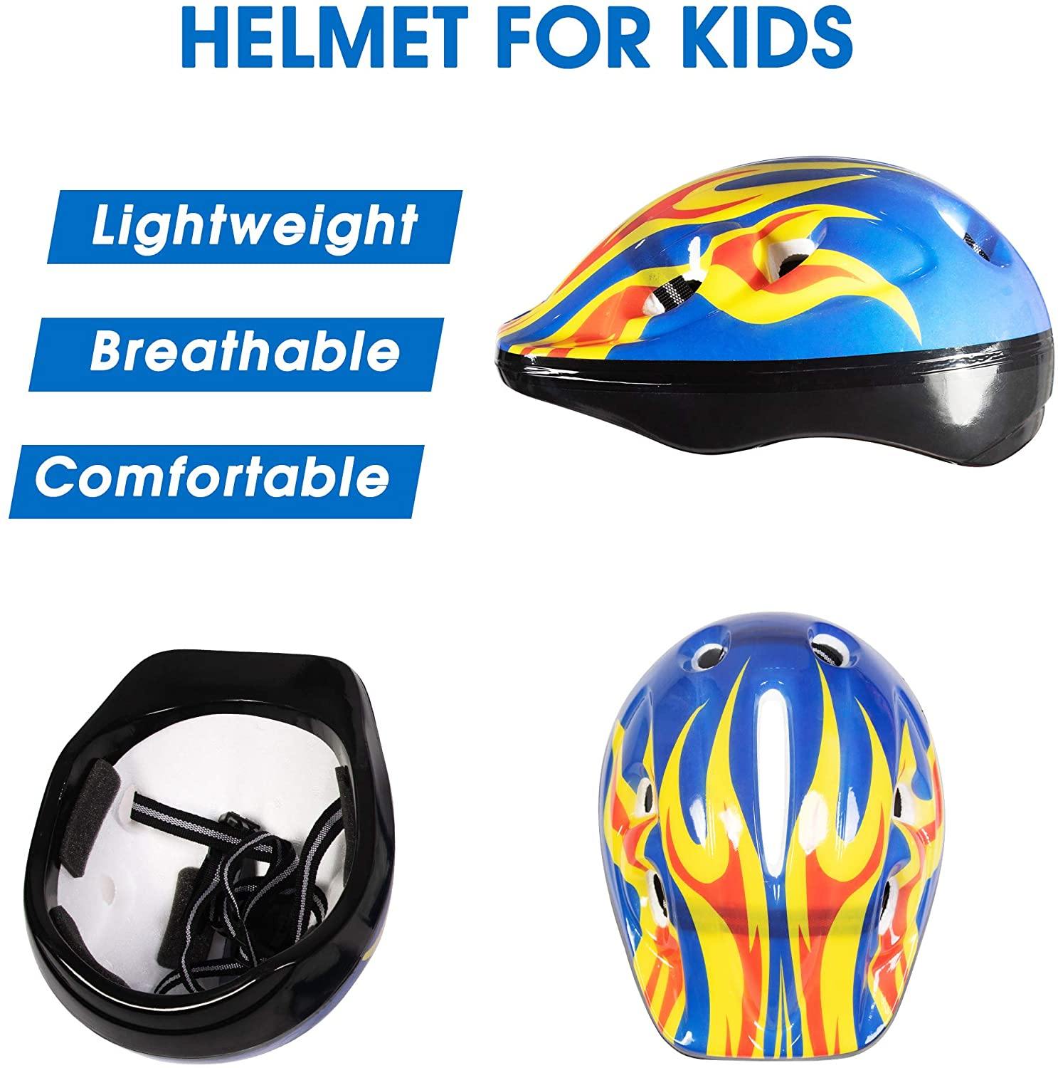 Kids Helmet with Knee Elbow Wrist Pads - Adjustable Ultralight Toddlers Toys Protective Gear Set for Skating Walking Cycling, Age 1-6 - Bosonshop