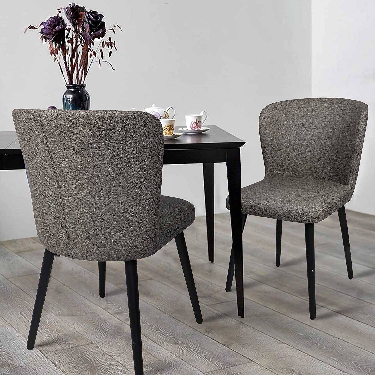 Set of 2 Kitchen Dining Room Chair Leather Chair with Fire Retardant & Water Repellent Vinyl Seat, Grey - Bosonshop