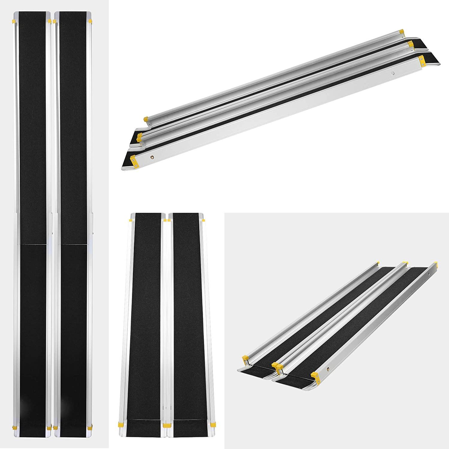 7Ft Portable Wheelchair Ramp Aluminum(19LBS), Retractable, Lightweight, Skidproof PVC Carpeted, for Doorways, Stairs, Mobility Scooter, Porch - Bosonshop