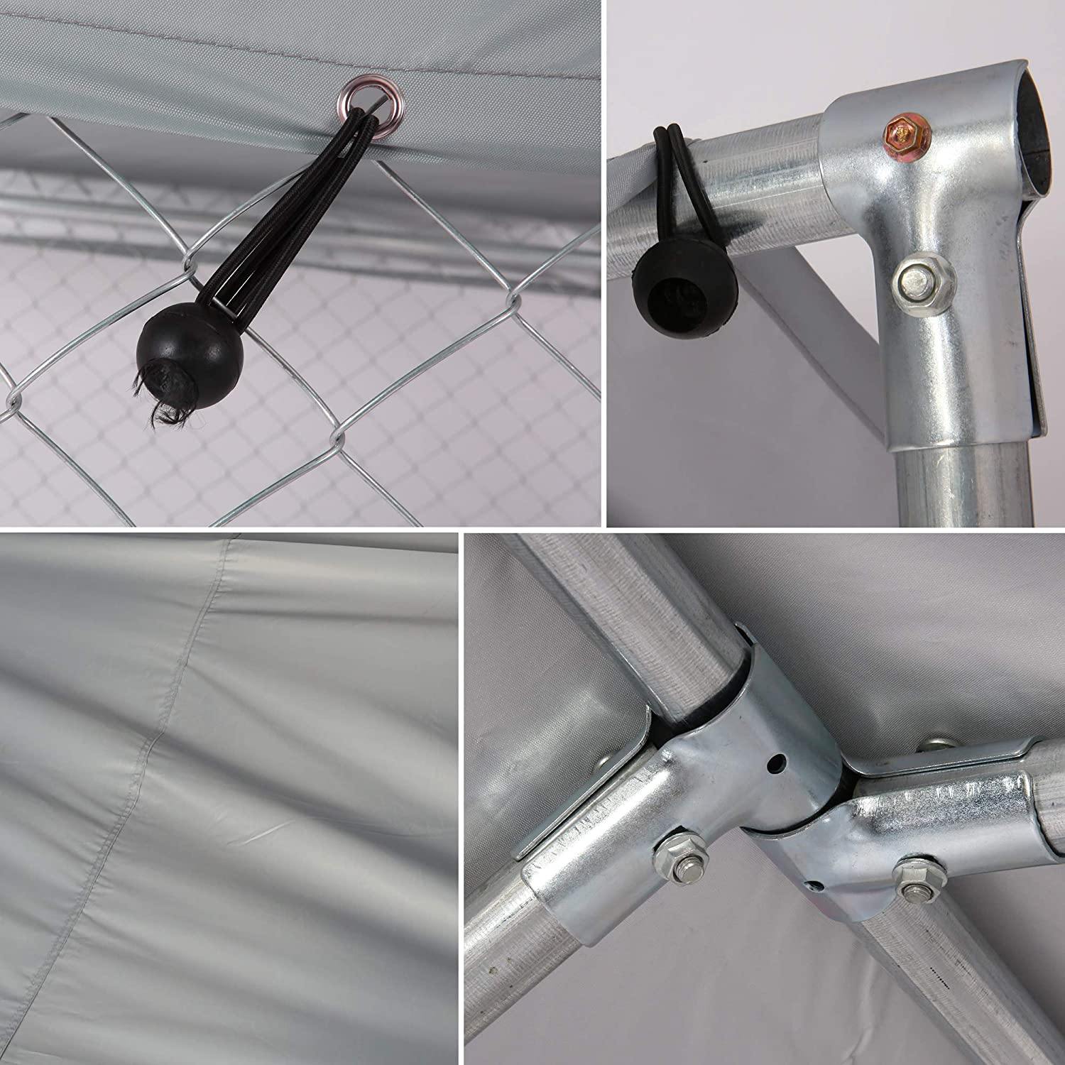 Outdoor Metal Dog Playpen For Your Puppy, Exercise Pens For Puppies, Chain Link Dog Kennel, 6.5' x 6.5' x 5' - Bosonshop