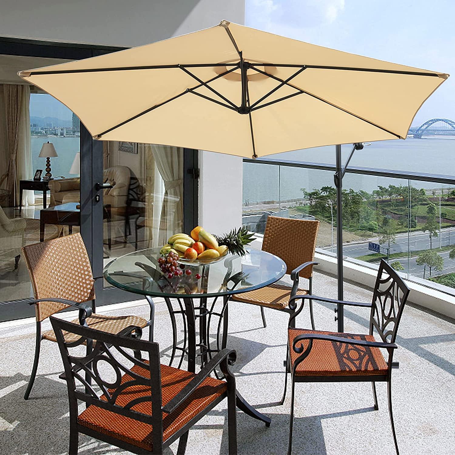 10 Ft Cantilever Hanging Umbrella Rotation Patio Offset Umbrella without Weight Base - Bosonshop