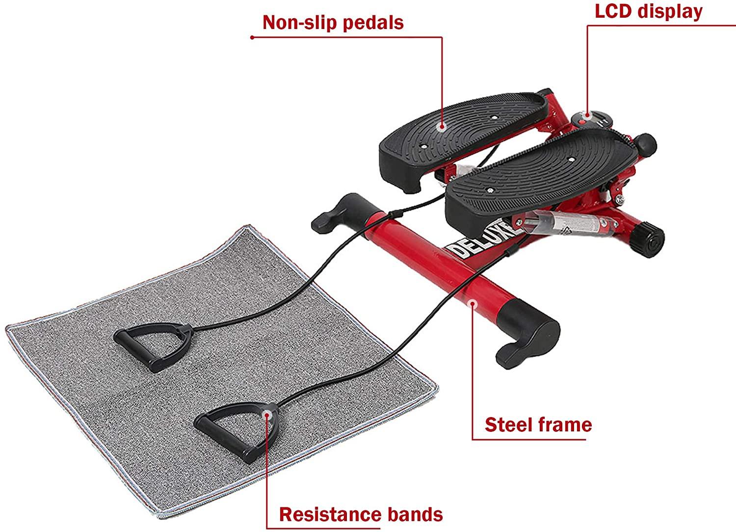 Folding Fitness Step Machine Air Walk Trainer Exercise Stepper Glider with LCD Display for Home, Office and Gym - Bosonshop
