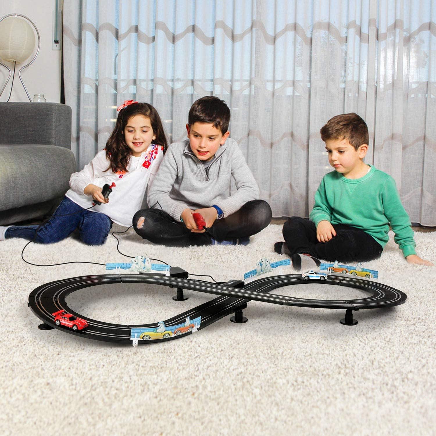 Electric 1:64 Scale Slot Car Racing Track Set Toddler Game Toy With Two Cars For Dual Racing For Kids - Bosonshop