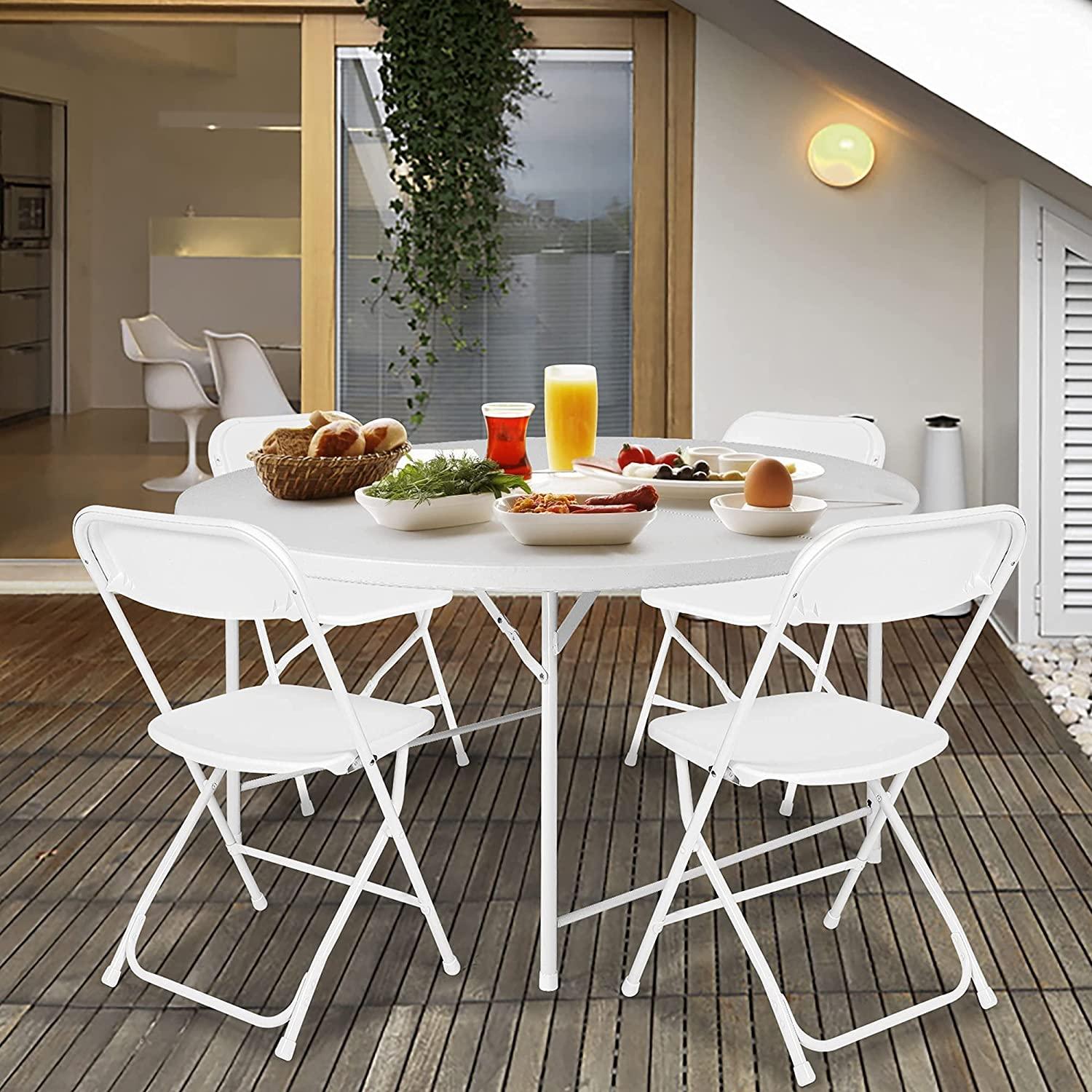 6 Pcs Premium White Plastic Folding Chairs for Wedding Party Outdoor Indoor Office Meeting House, 650 Lbs - Bosonshop