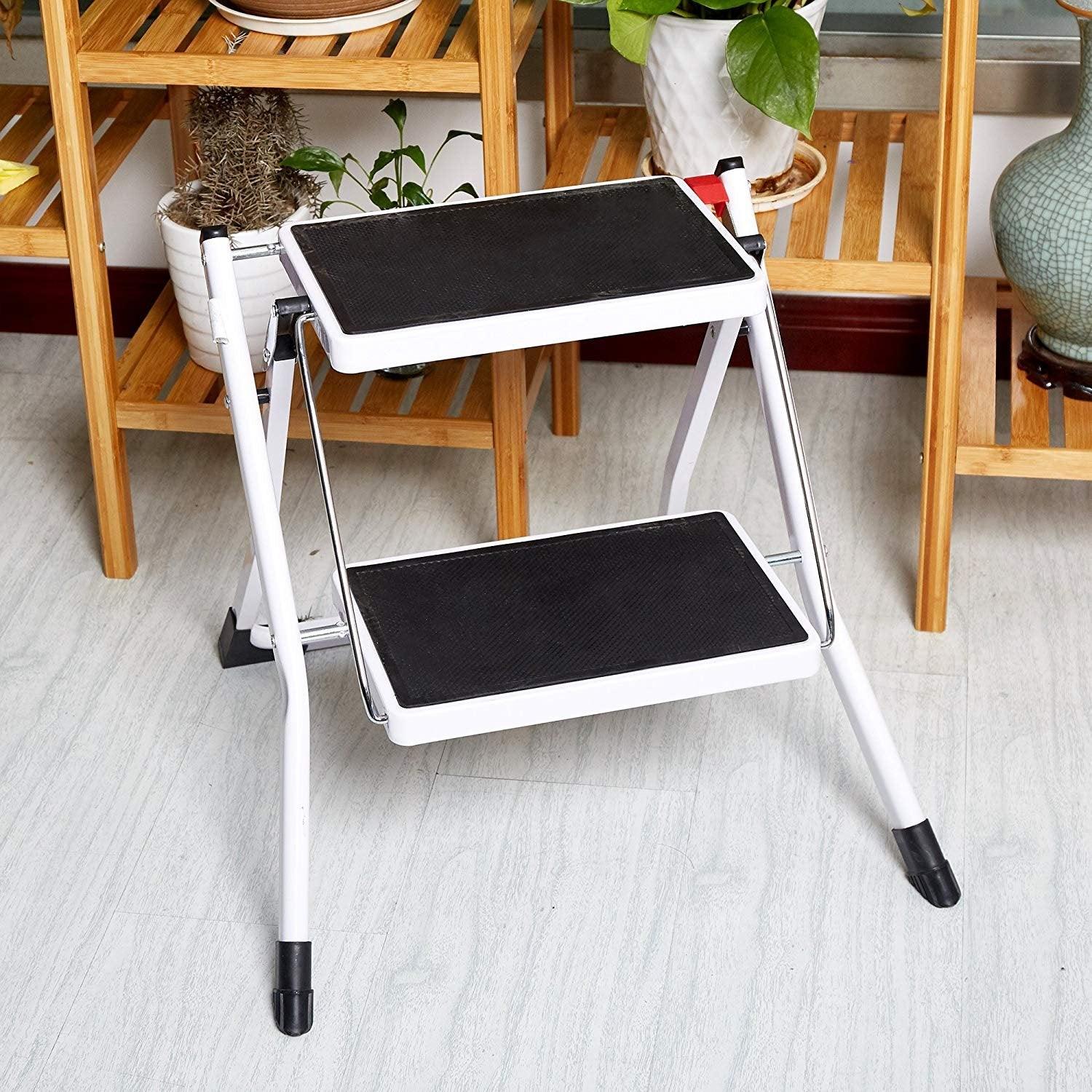 Bosonshop Mini Folding 2-Step Stool Lightweight Stepladders 17" High 225 lb Capacity White