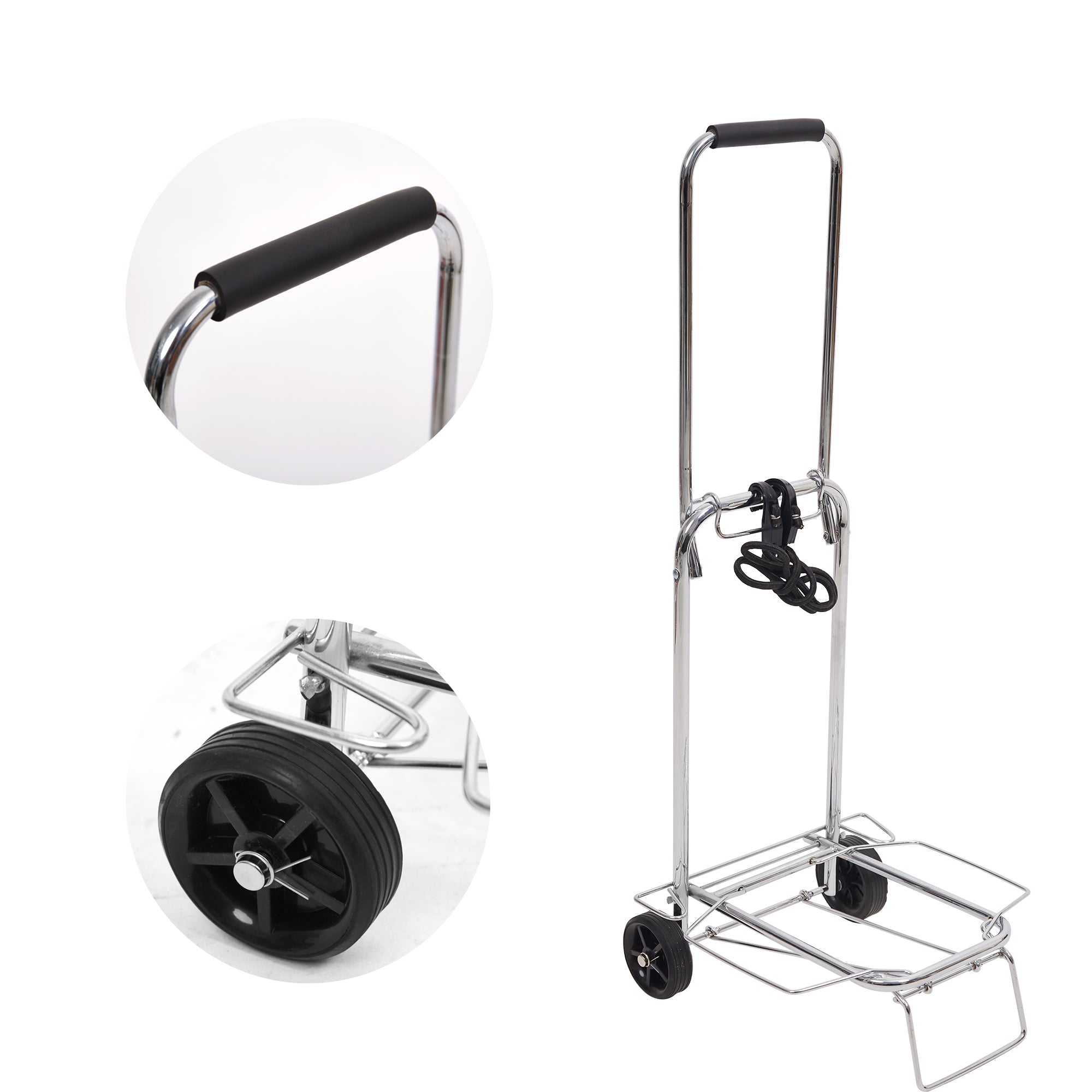 Bosonshop Aluminum Folding Hand Truck Portable Fold Up Dolly with Wheels for Indoor Outdoor Travel Shopping Office, 55lbs (Sliver)