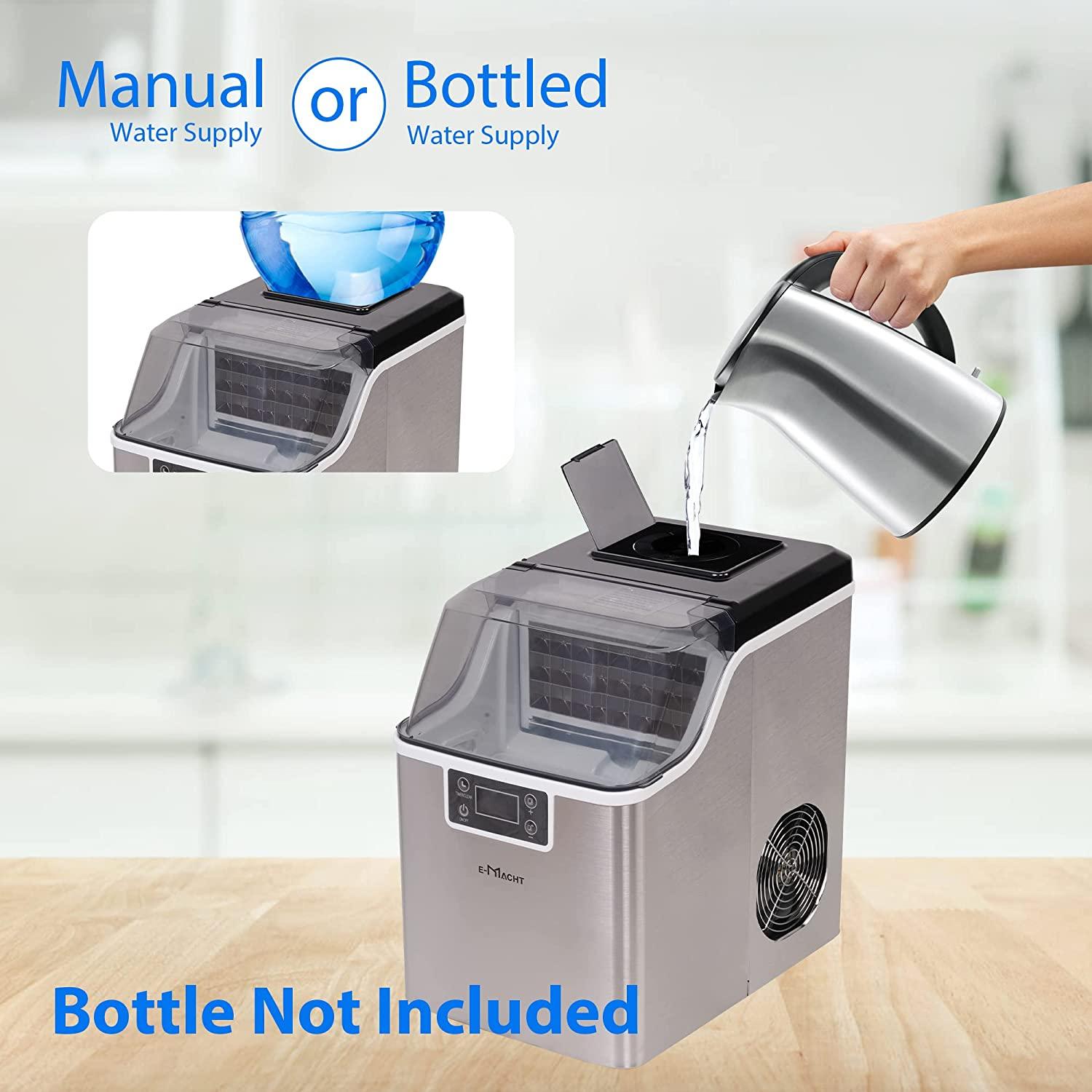 2-in-1 Water Cooler Dispenser with Built-in Ice Maker, Compact Ice Maker Ice Scoop & Basket Self-Cleaning Timer Function - Bosonshop