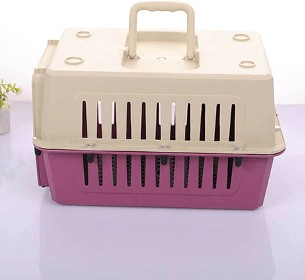 Plastic Cat & Dog Carrier Cage with Chrome Door Portable Pet Box Airline Approved, Medium, Red