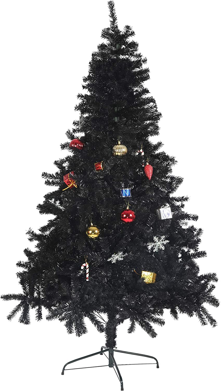 7.8' Premium Artificial Christmas Tree with Solid Metal Stand, Festive Indoor and Outdoor Decoration, Black
