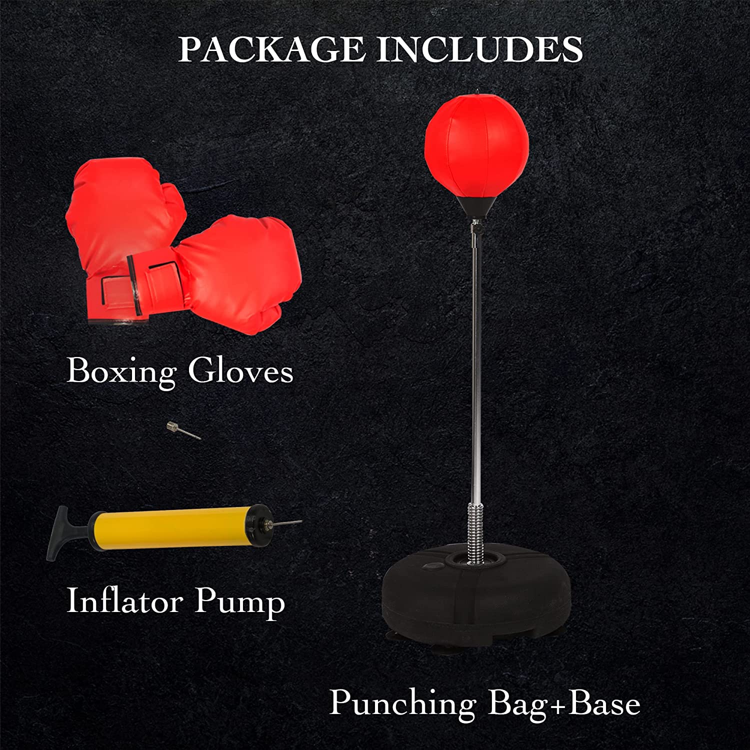 (Out of Stock) Freestanding Reflex Bag Height Adjustable Punching Bag Boxing Ball Set w/ Boxing Gloves