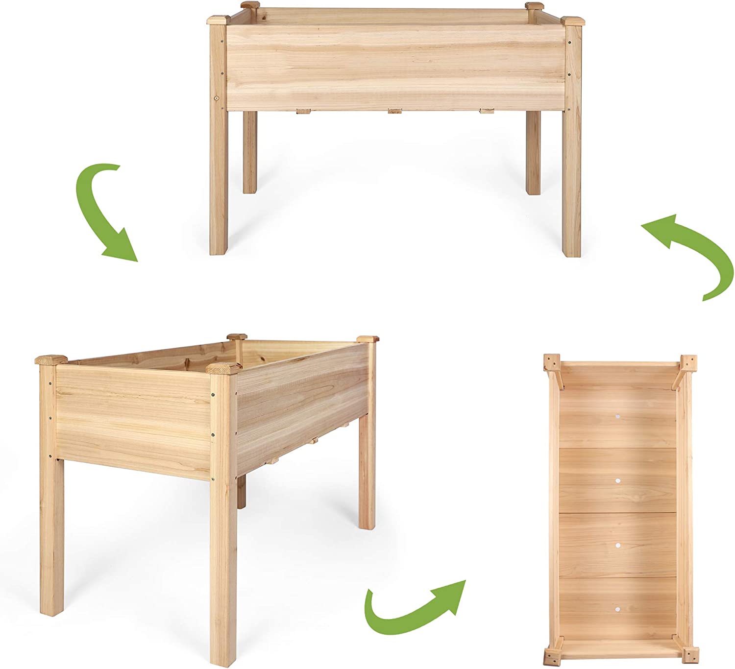 Wooden Raised Garden Bed 47.2" x 21.6" x 29.5" Elevated Wood Planter Box with Legs - Bosonshop