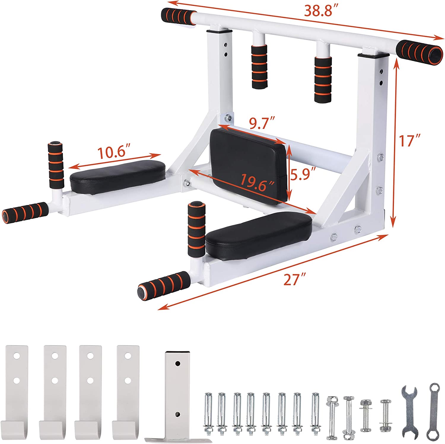(Out of Stock) Versatile 2-in-1 Wall Mounted Pull Up Bar and Dip Station for Home Gym - Supports up to 330 Lbs