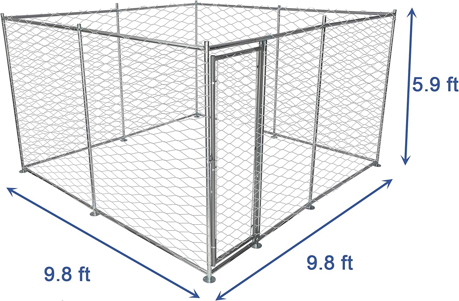 (Out of Stock) Outdoor Dog Playpen Heavy Duty Galvanized Mesh Steel Outdoor Big Dog House Kennel with Lock 9.8' x 9.8' x 5.9'