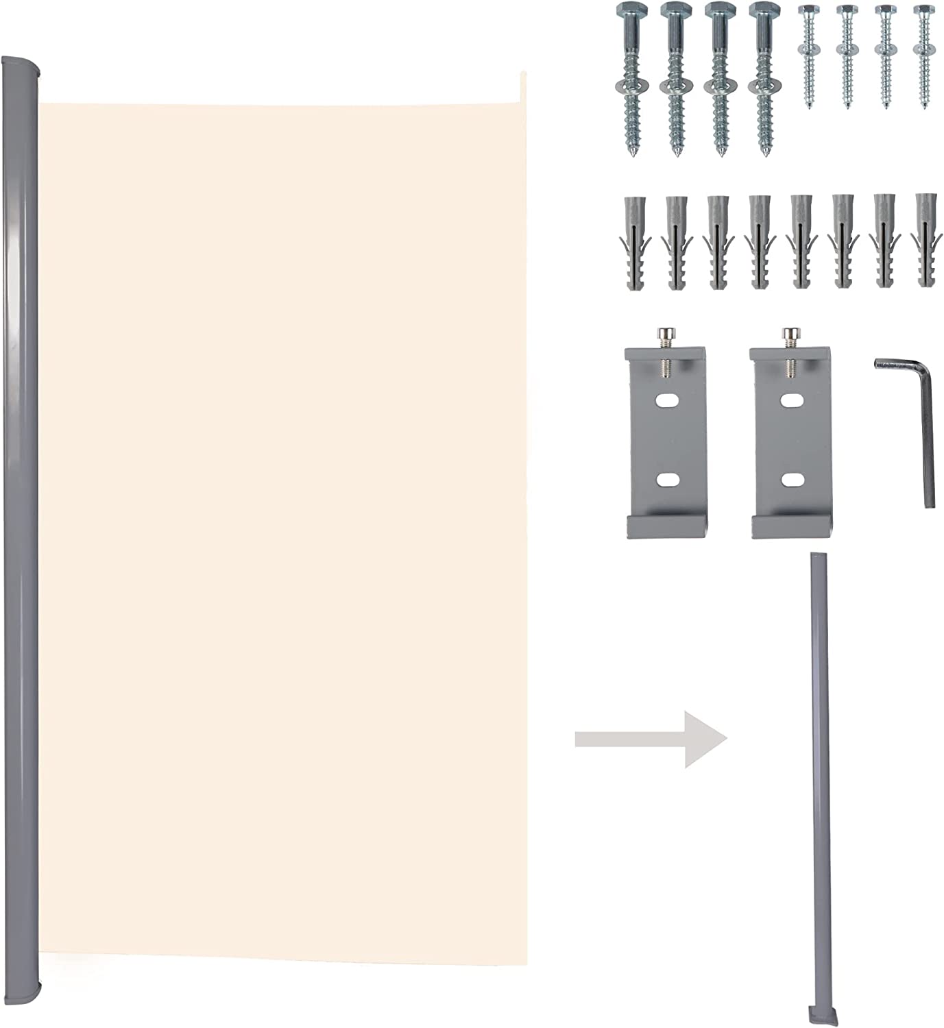 Retractable Side Awning All Aluminum Privacy Screen 118" x 63" Waterproof & UV-Resistant, Beige - Bosonshop