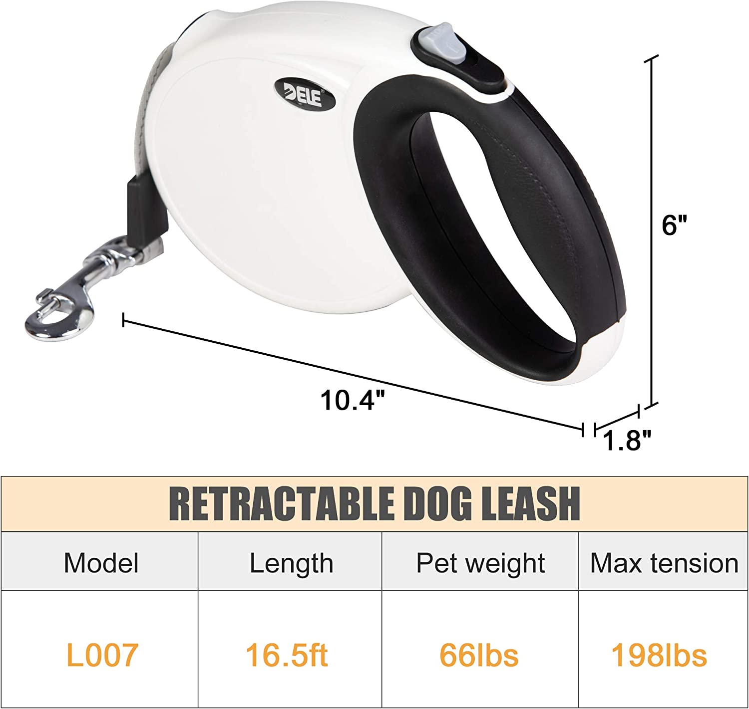 Heavy Duty Retractable Dog Leash Pet Walking Leash with 16.5ft Tangle Free Tape for Dogs Under 66 lbs