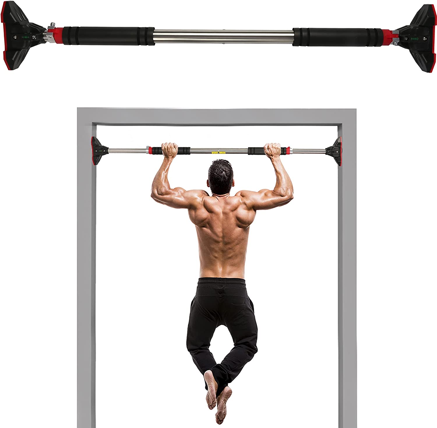 (Out of Stock) Adjustable 36-49 Inch Upper Body Workout Bar Chin Up Bar with Safe Lock, No Screw Installation