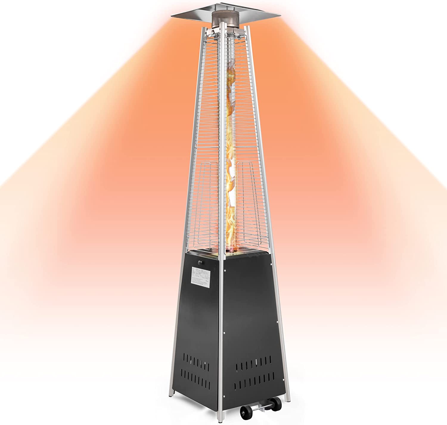 42000 BTU Pyramid Patio LP Propane Heater with Wheels, 87 Inch Hammered Bronze Tower Heater, CE & ETL Certified - Bosonshop