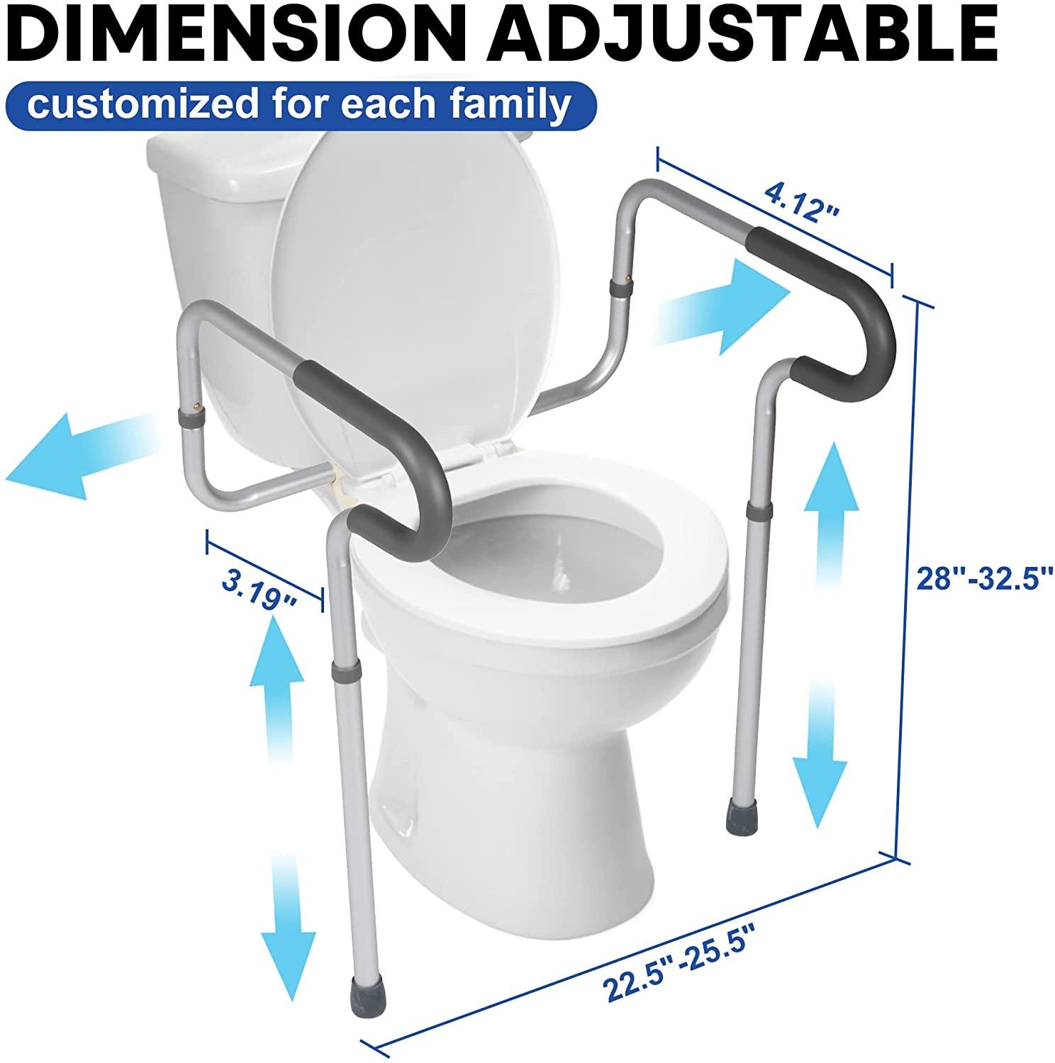 Bathroom Toilet Safety Frame & Rail, Adjustable Toilet Handrails, Stand Alone Assist Grab Bar for Disabled Elderly and Handicap, Foam Arm - Bosonshop