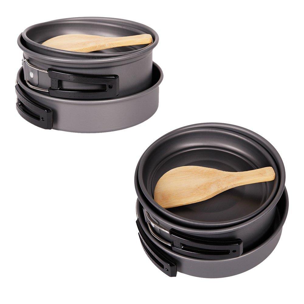 7 Pcs Outdoor Cooking Set Portable Lightweight Camping Kitchen Picnic Cookware Bowl Pot Pan for Hiking Backpacking - Bosonshop