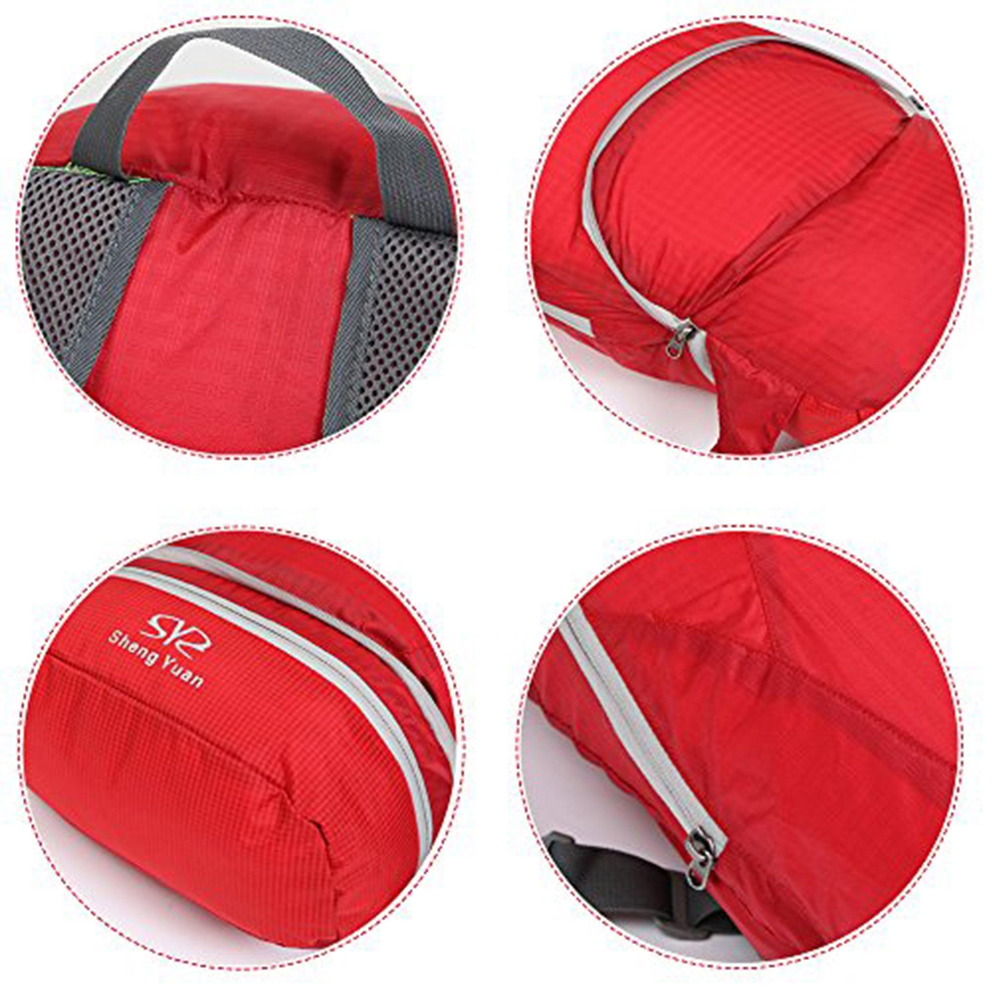 Foldable Hiking Backpack Lightweight Travel Outdoor Camping Daypack with a Waist Bag Pack, Red - Bosonshop
