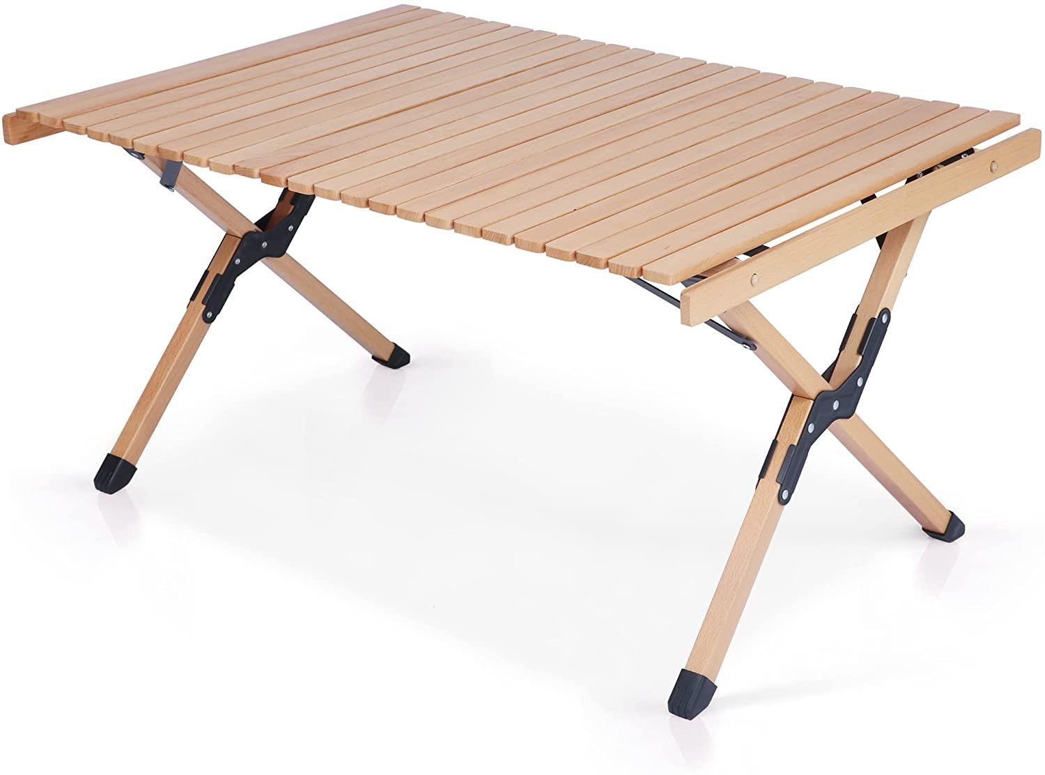 Folding Camping Roll Up Wooden Table Foldable Indoor Outdoor Low Height Portable Picnic Table - Bosonshop