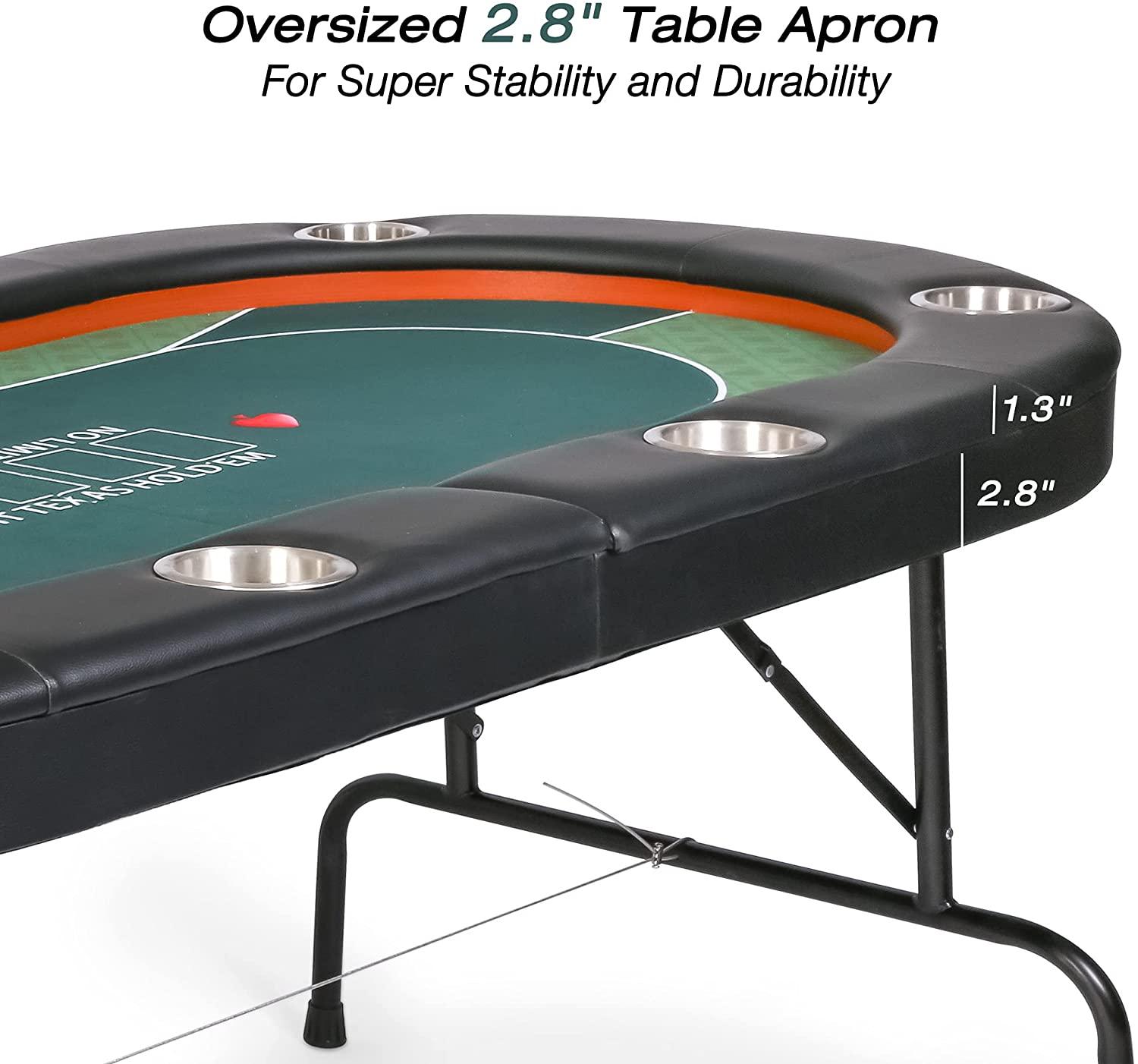 Foldable Poker Table, 8 Players Texas Holdem Poker Table, Casino Table for Blackjack Board Game - Bosonshop
