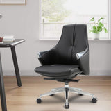 Black Executive Office Chair, Ergonomic Leather Office Chair with Adjustable Height and Tilt Function, 360° Swivel, Computer Desk Chair for Office Home Work