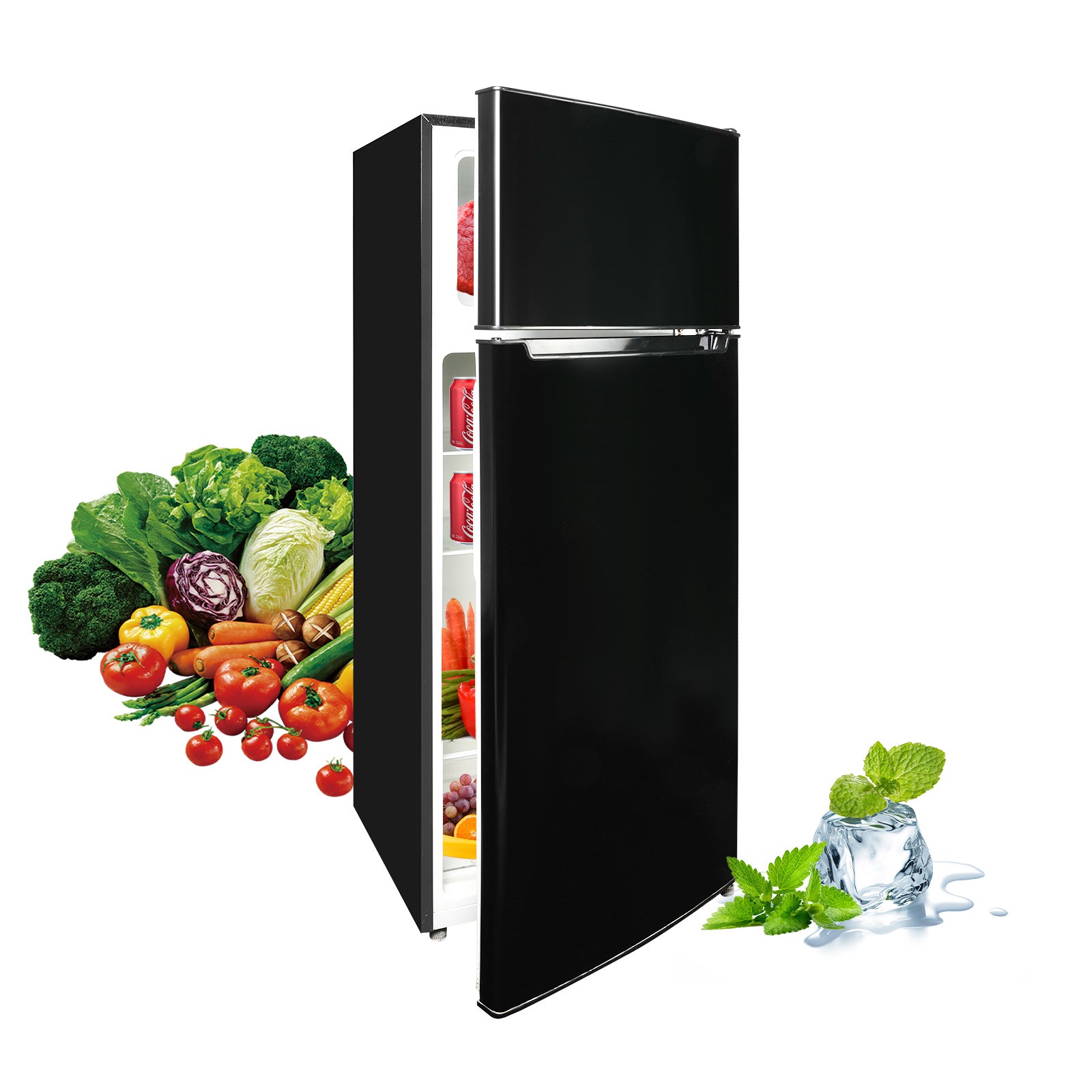 7.7 Cu Ft Mini Fridge with Freezer, Double Door Apartment Size Refrigerator for Bedroom Office or Dorm, Black
