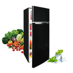 7.7 Cu Ft Mini Fridge with Freezer, Double Door Apartment Size Refrigerator for Bedroom Office or Dorm with Adjustable Remove Glass Shelves , Adjustable Thermostat Control,Energy Saving , Black