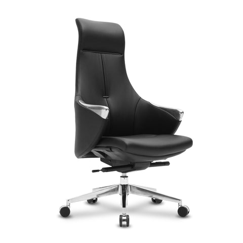 High Back Executive Chair, Ergonomic Leather Office Chair with Adjustable Height and Tilt Function and 360° Swivel Office Chair,Black