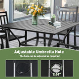 37" Patio Square Dining Table w/ 2.36" Umbrella Hole, Black