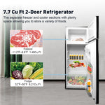 7.7 Cu Ft Mini Fridge with Freezer, Double Door Apartment Size Refrigerator for Bedroom Office or Dorm with Adjustable Remove Glass Shelves , Adjustable Thermostat Control,Energy Saving , Black
