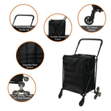 Multi-purpose Shopping Cart with Wheels and Removable Cloth Liner, Folding Cart for Easy Storage, Holds Up to 77 Lbs.