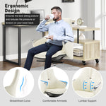 Low Back Executive Chair, Ergonomic Leather Office Chair with Adjustable Height and Tilt Function and 360° Swivel Office Chair,White