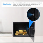 Safe Box with Double Warning Alarm key and Keypad Dual Use Security Lock, Fireproof Safe with LED Light for Storing Valuables, 13.8" x 17" x 13"
