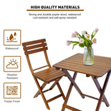 3-Piece Outdoor Wood Bistro Set, Patio Folding Furniture Set