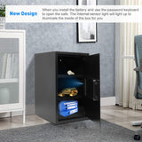 Safe Box with Double Warning Alarm key and Keypad Dual Use Security Lock, Fireproof Safe with LED Light for Storing Valuables, 19.7''x13.8''x12.2''