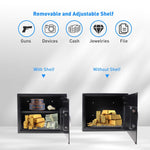 Safe Box with Double Warning Alarm key and Keypad Dual Use Security Lock, Fireproof Safe with LED Light for Storing Valuables, 13.8" x 17" x 13"