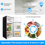 7.7 Cu Ft Mini Fridge with Freezer, Double Door Apartment Size Refrigerator for Bedroom Office or Dorm with Adjustable Remove Glass Shelves , Adjustable Thermostat Control,Energy Saving , Black