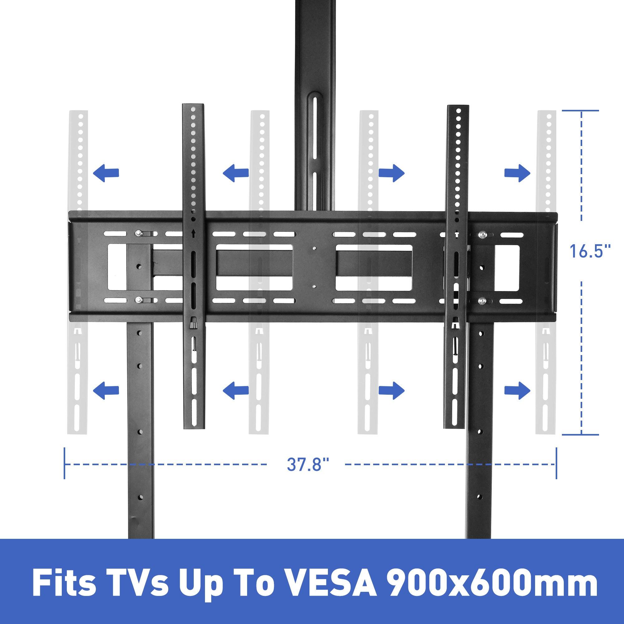 Mobile TV Stand with Wheels for 42-100 Inch Flat Screen TVs - Portable Tall TV Cart with Adjustable Height, Camera Shelf, Holds Up to 330lbs, Max VESA 900x600mm