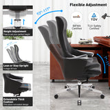 High Back Executive Chair, Ergonomic Leather Office Chair with Adjustable Height and Tilt Function and 360° Swivel Office Chair,Black