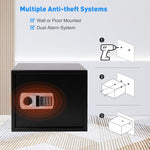 Safe Box with Double Warning Alarm key and Keypad Dual Use Security Lock, Fireproof Safe with LED Light for Storing Valuables, 13.8" x 17" x 13"