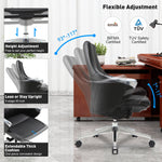 Black Executive Office Chair, Ergonomic Leather Office Chair with Adjustable Height and Tilt Function, 360° Swivel, Computer Desk Chair for Office Home Work