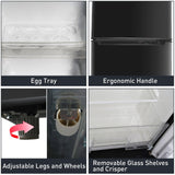 7.7 Cu Ft Mini Fridge with Freezer, Double Door Apartment Size Refrigerator for Bedroom Office or Dorm with Adjustable Remove Glass Shelves , Adjustable Thermostat Control,Energy Saving , Black