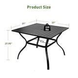 37" Patio Square Dining Table w/ 2.36" Umbrella Hole, Black