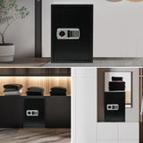Safe Box with Double Warning Alarm key and Keypad Dual Use Security Lock, Fireproof Safe with LED Light for Storing Valuables, 19.7''x13.8''x12.2''